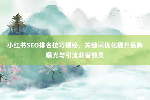 小红书SEO排名技巧揭秘，关键词优化提升品牌曝光与引流获客效果