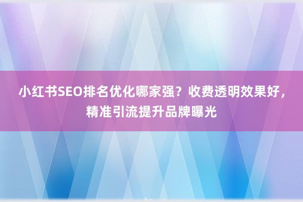 小红书SEO排名优化哪家强？收费透明效果好，精准引流提升品牌曝光