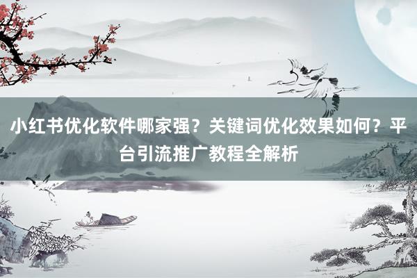 小红书优化软件哪家强？关键词优化效果如何？平台引流推广教程全解析