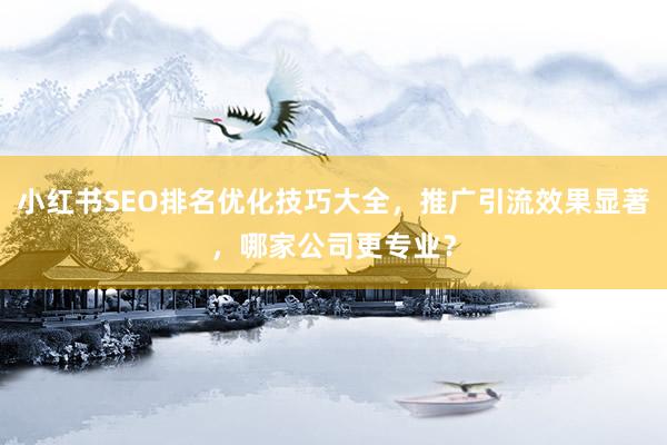 小红书SEO排名优化技巧大全，推广引流效果显著，哪家公司更专业？