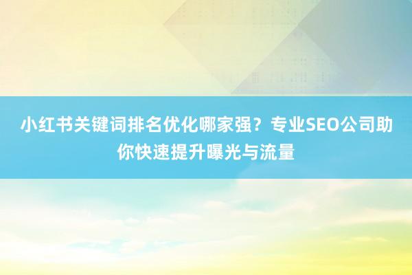 小红书关键词排名优化哪家强？专业SEO公司助你快速提升曝光与流量