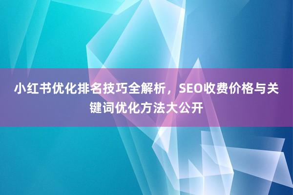 小红书优化排名技巧全解析，SEO收费价格与关键词优化方法大公开