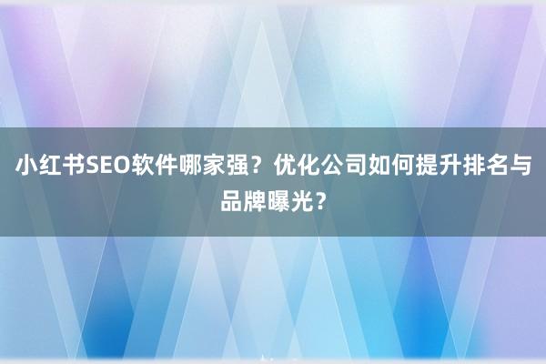 小红书SEO软件哪家强？优化公司如何提升排名与品牌曝光？