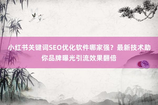 小红书关键词SEO优化软件哪家强？最新技术助你品牌曝光引流效果翻倍