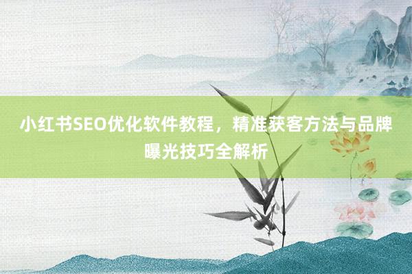 小红书SEO优化软件教程，精准获客方法与品牌曝光技巧全解析