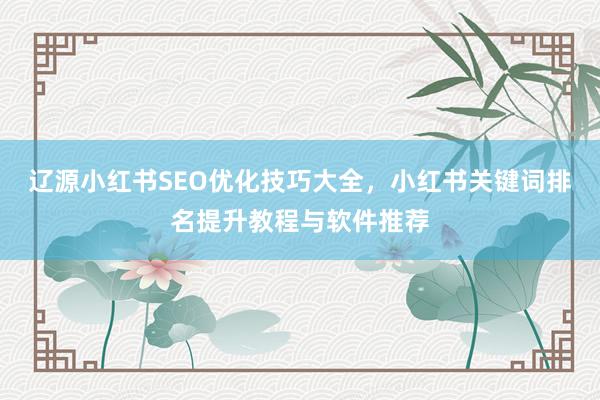 辽源小红书SEO优化技巧大全，小红书关键词排名提升教程与软件推荐