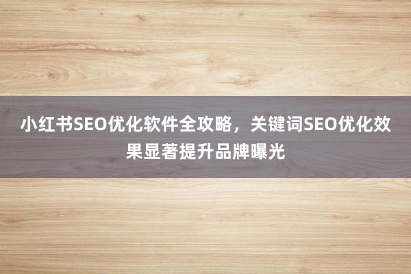 小红书SEO优化软件全攻略，关键词SEO优化效果显著提升品牌曝光