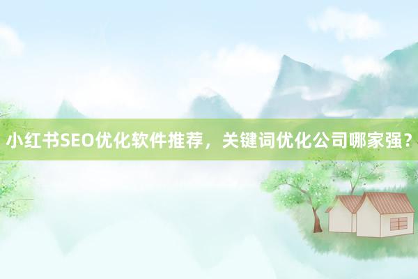 小红书SEO优化软件推荐，关键词优化公司哪家强？