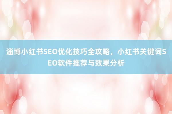 淄博小红书SEO优化技巧全攻略，小红书关键词SEO软件推荐与效果分析