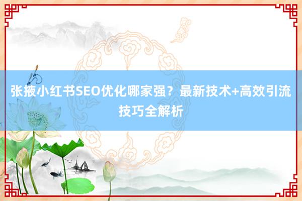 张掖小红书SEO优化哪家强？最新技术+高效引流技巧全解析