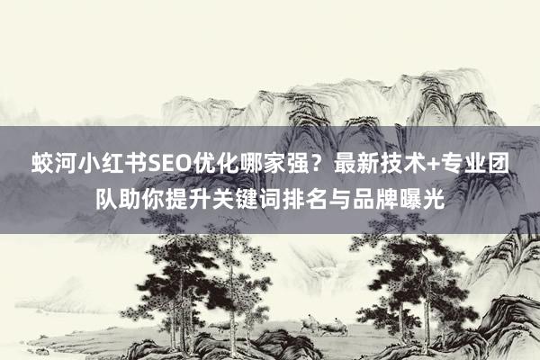 蛟河小红书SEO优化哪家强？最新技术+专业团队助你提升关键词排名与品牌曝光
