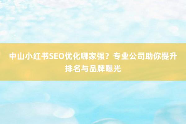 中山小红书SEO优化哪家强？专业公司助你提升排名与品牌曝光