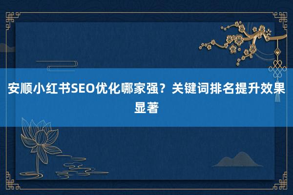 安顺小红书SEO优化哪家强？关键词排名提升效果显著