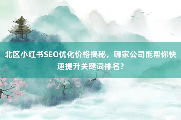 北区小红书SEO优化价格揭秘，哪家公司能帮你快速提升关键词排名？
