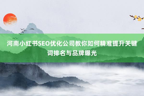 河南小红书SEO优化公司教你如何精准提升关键词排名与品牌曝光
