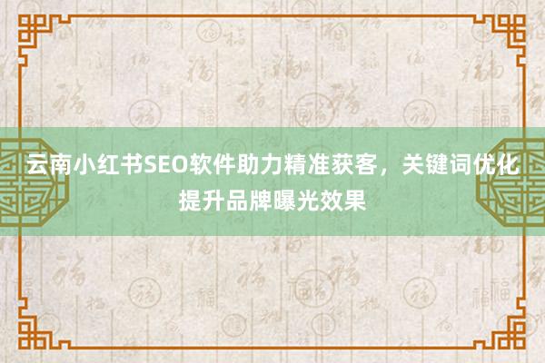 云南小红书SEO软件助力精准获客，关键词优化提升品牌曝光效果