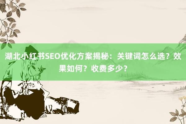 湖北小红书SEO优化方案揭秘：关键词怎么选？效果如何？收费多少？