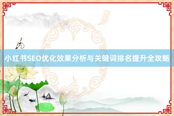 小红书SEO优化效果分析与关键词排名提升全攻略