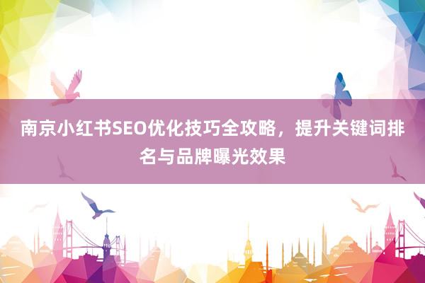 南京小红书SEO优化技巧全攻略，提升关键词排名与品牌曝光效果