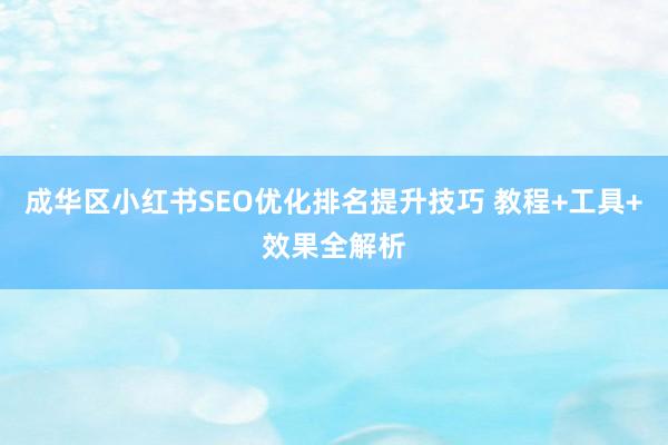 成华区小红书SEO优化排名提升技巧 教程+工具+效果全解析
