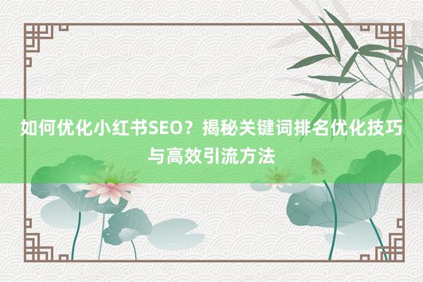 如何优化小红书SEO？揭秘关键词排名优化技巧与高效引流方法