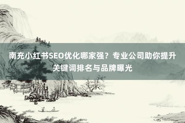 南充小红书SEO优化哪家强？专业公司助你提升关键词排名与品牌曝光