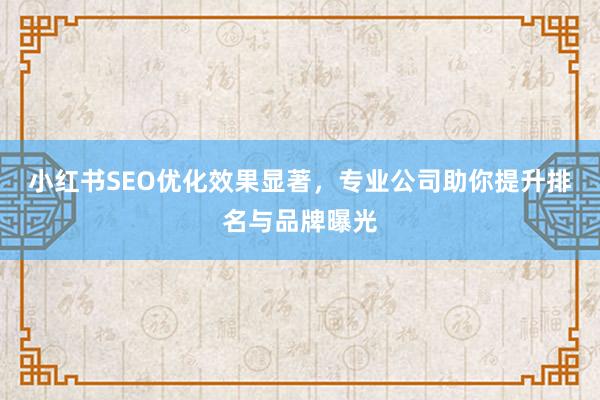 小红书SEO优化效果显著，专业公司助你提升排名与品牌曝光