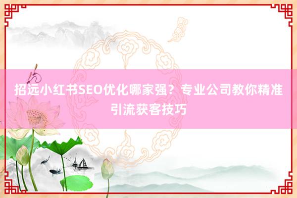 招远小红书SEO优化哪家强？专业公司教你精准引流获客技巧