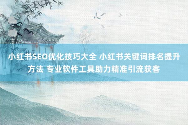 小红书SEO优化技巧大全 小红书关键词排名提升方法 专业软件工具助力精准引流获客