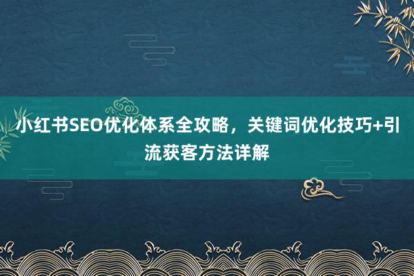 小红书SEO优化体系全攻略，关键词优化技巧+引流获客方法详解