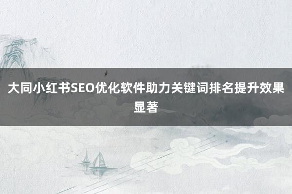大同小红书SEO优化软件助力关键词排名提升效果显著