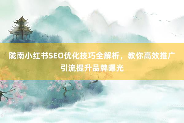 陇南小红书SEO优化技巧全解析，教你高效推广引流提升品牌曝光
