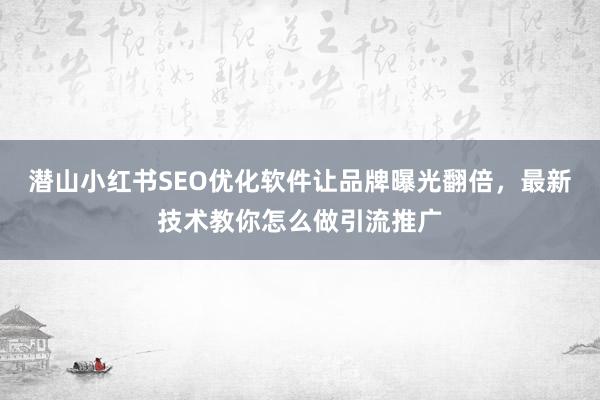 潜山小红书SEO优化软件让品牌曝光翻倍，最新技术教你怎么做引流推广