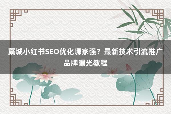 藁城小红书SEO优化哪家强？最新技术引流推广品牌曝光教程