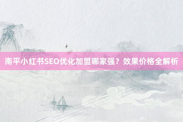 南平小红书SEO优化加盟哪家强？效果价格全解析