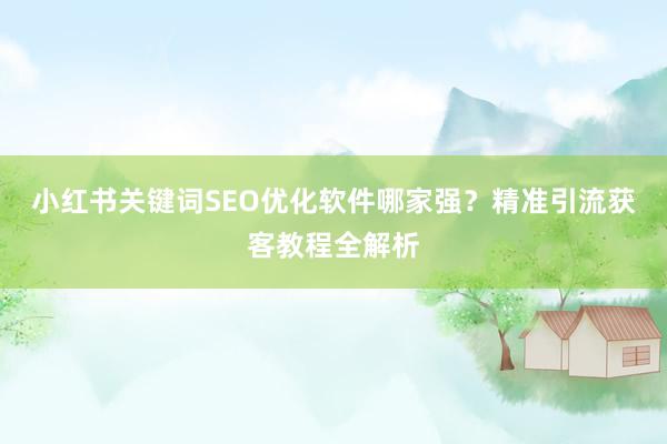 小红书关键词SEO优化软件哪家强？精准引流获客教程全解析