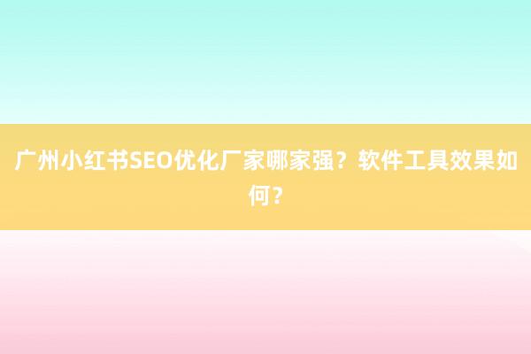 广州小红书SEO优化厂家哪家强？软件工具效果如何？