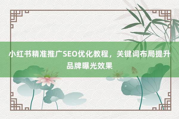 小红书精准推广SEO优化教程，关键词布局提升品牌曝光效果