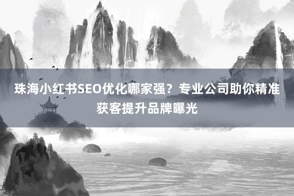 珠海小红书SEO优化哪家强？专业公司助你精准获客提升品牌曝光