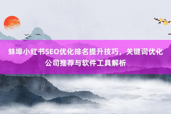 蚌埠小红书SEO优化排名提升技巧，关键词优化公司推荐与软件工具解析