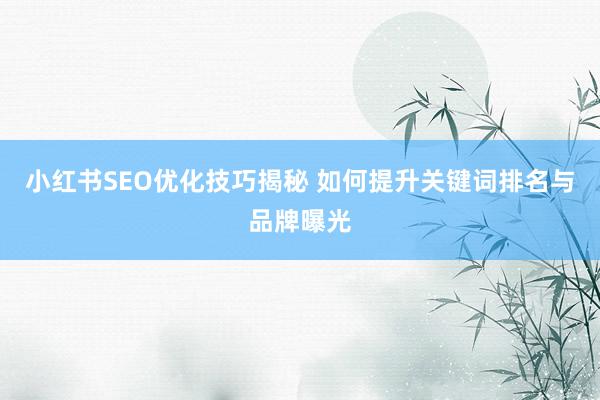 小红书SEO优化技巧揭秘 如何提升关键词排名与品牌曝光
