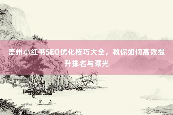 盖州小红书SEO优化技巧大全，教你如何高效提升排名与曝光