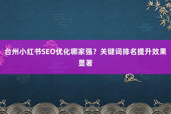 台州小红书SEO优化哪家强？关键词排名提升效果显著