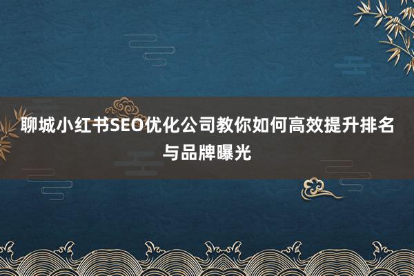 聊城小红书SEO优化公司教你如何高效提升排名与品牌曝光
