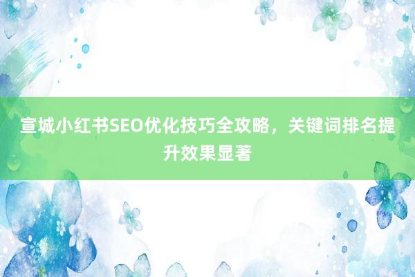 宣城小红书SEO优化技巧全攻略，关键词排名提升效果显著