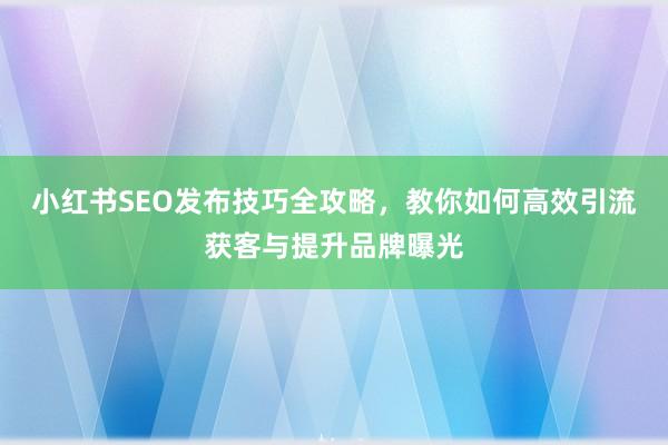 小红书SEO发布技巧全攻略，教你如何高效引流获客与提升品牌曝光