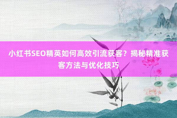 小红书SEO精英如何高效引流获客？揭秘精准获客方法与优化技巧