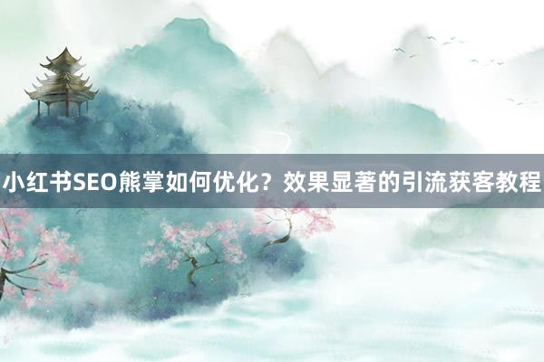 小红书SEO熊掌如何优化？效果显著的引流获客教程