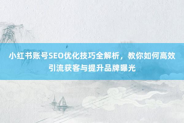 小红书账号SEO优化技巧全解析，教你如何高效引流获客与提升品牌曝光
