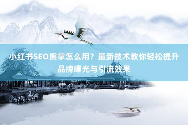 小红书SEO熊掌怎么用？最新技术教你轻松提升品牌曝光与引流效果